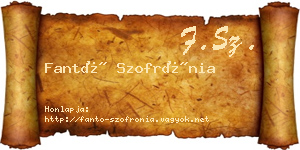 Fantó Szofrónia névjegykártya